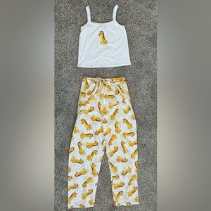 Vintage EUC Giraffe Print Pajama Set Size Medium Women’s Y2K